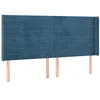 Image de vidaXL Tête de Lit avec Oreilles Meuble de Chambre à Coucher Accessoire de Lit Double Tête de Cadre de Lit Bleu Foncé 203x16x118/128 cm Velours