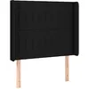 Image de vidaXL Tête de Lit avec Oreilles Meuble de Chambre à Coucher Accessoire de Lit Simple Tête de Cadre de Lit Intérieur Noir 83x16x118/128 cm Tissu