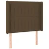 Image de vidaXL Tête de Lit avec Oreilles Meuble de Chambre à Coucher Accessoire de Lit Simple Tête de Cadre de Lit Marron Foncé 93x16x118/128 cm Tissu