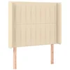 Image de vidaXL Tête de Lit avec Oreilles Meuble de Chambre à Coucher Accessoire de Lit Simple Tête de Cadre de Lit Intérieur Crème 93x16x118/128 cm Tissu