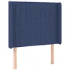 Image de vidaXL Tête de Lit avec Oreilles Meuble de Chambre à Coucher Accessoire de Lit Simple Tête de Cadre de Lit Intérieur Bleu 93x16x118/128 cm Tissu