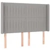 Image de vidaXL Tête de Lit avec Oreilles Meuble de Chambre à Coucher Accessoire de Lit Double Tête de Cadre de Lit Gris Clair 147x16x118/128 cm Tissu