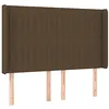 Image de vidaXL Tête de Lit avec Oreilles Meuble de Chambre à Coucher Accessoire de Lit Double Tête de Cadre de Lit Marron Foncé 147x16x118/128 cm Tissu