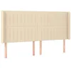 Image de vidaXL Tête de Lit avec Oreilles Meuble de Chambre à Coucher Accessoire de Lit Double Tête de Cadre de Lit Intérieur Crème 163x16x118/128 cm Tissu