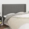 Image de vidaXL Tête de lit avec oreilles Gris foncé 183x16x118/128 cm Tissu