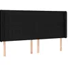 Image de vidaXL Tête de Lit avec Oreilles Meuble de Chambre à Coucher Accessoire de Lit Double Tête de Cadre de Lit Intérieur Noir 183x16x118/128 cm Tissu