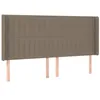 Image de vidaXL Tête de Lit avec Oreilles Meuble de Chambre à Coucher Accessoire de Lit Double Tête de Cadre de Lit Intérieur Taupe 183x16x118/128 cm Tissu