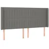 Image de vidaXL Tête de Lit avec Oreilles Meuble de Chambre à Coucher Accessoire de Lit Double Tête de Cadre de Lit Gris Foncé 203x16x118/128 cm Tissu