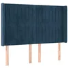 Image de vidaXL Tête de Lit avec Oreilles Meuble de Chambre à Coucher Accessoire de Lit Double Tête de Cadre de Lit Bleu Foncé 147x16x118/128 cm Velours