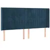 Image de Tête de lit avec oreilles Bleu foncé 203x16x118 128 cm Velours