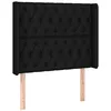 Image de vidaXL Tête de Lit avec Oreilles Meuble de Chambre à Coucher Accessoire de Lit Simple Tête de Cadre de Lit Intérieur Noir 93x16x118/128 cm Tissu