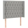 Image de vidaXL Tête de Lit avec Oreilles Meuble de Chambre à Coucher Accessoire de Lit Simple Tête de Cadre de Lit Gris Clair 103x16x118/128 cm Tissu