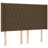 Image de vidaXL Tête de Lit avec Oreilles Meuble de Chambre à Coucher Accessoire de Lit Double Tête de Cadre de Lit Marron Foncé 147x16x118/128 cm Tissu