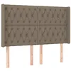 Image de vidaXL Tête de Lit avec Oreilles Meuble de Chambre à Coucher Accessoire de Lit Double Tête de Cadre de Lit Intérieur Taupe 147x16x118/128 cm Tissu