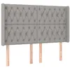 Image de vidaXL Tête de Lit avec Oreilles Meuble de Chambre à Coucher Accessoire de Lit Double Tête de Cadre de Lit Gris Clair 163x16x118/128 cm Tissu