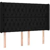 Image de vidaXL Tête de Lit avec Oreilles Meuble de Chambre à Coucher Accessoire de Lit Double Tête de Cadre de Lit Intérieur Noir 163x16x118/128 cm Tissu