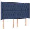 Image de vidaXL Tête de Lit avec Oreilles Meuble de Chambre à Coucher Accessoire de Lit Double Tête de Cadre de Lit Intérieur Bleu 163x16x118/128 cm Tissu