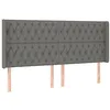 Image de vidaXL Tête de Lit avec Oreilles Meuble de Chambre à Coucher Accessoire de Lit Double Tête de Cadre de Lit Gris Foncé 183x16x118/128 cm Tissu