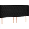 Image de vidaXL Tête de Lit avec Oreilles Meuble de Chambre à Coucher Accessoire de Lit Double Tête de Cadre de Lit Intérieur Noir 183x16x118/128 cm Tissu