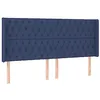 Image de vidaXL Tête de Lit avec Oreilles Meuble de Chambre à Coucher Accessoire de Lit Double Tête de Cadre de Lit Intérieur Bleu 183x16x118/128 cm Tissu