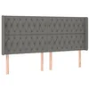 Image de vidaXL Tête de Lit avec Oreilles Meuble de Chambre à Coucher Accessoire de Lit Double Tête de Cadre de Lit Gris Foncé 203x16x118/128 cm Tissu