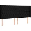Image de vidaXL Tête de Lit avec Oreilles Meuble de Chambre à Coucher Accessoire de Lit Double Tête de Cadre de Lit Intérieur Noir 203x16x118/128 cm Tissu