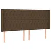 Image de vidaXL Tête de Lit avec Oreilles Meuble de Chambre à Coucher Accessoire de Lit Double Tête de Cadre de Lit Marron Foncé 203x16x118/128 cm Tissu