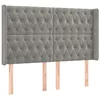 Image de vidaXL Tête de Lit avec Oreilles Meuble de Chambre à Coucher Accessoire de Lit Double Tête de Cadre de Lit Gris Clair 147x16x118/128 cm Velours