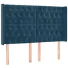 Image de vidaXL Tête de Lit avec Oreilles Meuble de Chambre à Coucher Accessoire de Lit Double Tête de Cadre de Lit Bleu Foncé 163x16x118/128 cm Velours