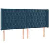 Image de vidaXL Tête de Lit avec Oreilles Meuble de Chambre à Coucher Accessoire de Lit Double Tête de Cadre de Lit Bleu Foncé 183x16x118/128 cm Velours