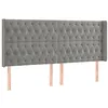 Image de vidaXL Tête de Lit avec Oreilles Meuble de Chambre à Coucher Accessoire de Lit Double Tête de Cadre de Lit Gris Clair 203x16x118/128 cm Velours