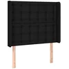 Image de vidaXL Tête de Lit avec Oreilles Meuble de Chambre à Coucher Accessoire de Lit Simple Tête de Cadre de Lit Intérieur Noir 83x16x118/128 cm Tissu