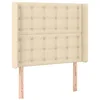 Image de vidaXL Tête de Lit avec Oreilles Meuble de Chambre à Coucher Accessoire de Lit Simple Tête de Cadre de Lit Intérieur Crème 83x16x118/128 cm Tissu
