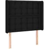 Image de vidaXL Tête de Lit avec Oreilles Meuble de Chambre à Coucher Accessoire de Lit Simple Tête de Cadre de Lit Intérieur Noir 103x16x118/128 cm Tissu