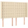 Image de vidaXL Tête de Lit avec Oreilles Meuble de Chambre à Coucher Accessoire de Lit Double Tête de Cadre de Lit Intérieur Crème 147x16x118/128 cm Tissu