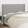 Image de vidaXL Tête de lit avec oreilles Gris clair 163x16x118/128 cm Tissu