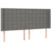 Image de vidaXL Tête de Lit avec Oreilles Meuble de Chambre à Coucher Accessoire de Lit Double Tête de Cadre de Lit Gris Foncé 163x16x118/128 cm Tissu