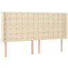 Image de vidaXL Tête de Lit avec Oreilles Meuble de Chambre à Coucher Accessoire de Lit Double Tête de Cadre de Lit Intérieur Crème 163x16x118/128 cm Tissu