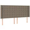 Image de vidaXL Tête de Lit avec Oreilles Meuble de Chambre à Coucher Accessoire de Lit Double Tête de Cadre de Lit Intérieur Taupe 183x16x118/128 cm Tissu