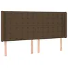 Image de vidaXL Tête de Lit avec Oreilles Meuble de Chambre à Coucher Accessoire de Lit Double Tête de Cadre de Lit Marron Foncé 203x16x118/128 cm Tissu
