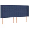 Image de vidaXL Tête de Lit avec Oreilles Meuble de Chambre à Coucher Accessoire de Lit Double Tête de Cadre de Lit Intérieur Bleu 203x16x118/128 cm Tissu