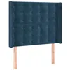 Image de vidaXL Tête de Lit avec Oreilles Meuble de Chambre à Coucher Accessoire de Lit Simple Tête de Cadre de Lit Bleu Foncé 93x16x118/128 cm Velours