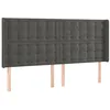 Image de vidaXL Tête de Lit avec Oreilles Meuble de Chambre à Coucher Accessoire de Lit Double Tête de Cadre de Lit Gris Foncé 163x16x118/128 cm Velours
