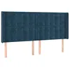 Image de vidaXL Tête de Lit avec Oreilles Meuble de Chambre à Coucher Accessoire de Lit Double Tête de Cadre de Lit Bleu Foncé 163x16x118/128 cm Velours