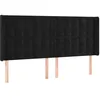 Image de vidaXL Tête de Lit avec Oreilles Meuble de Chambre à Coucher Accessoire de Lit Double Tête de Cadre de Lit Intérieur Noir 183x16x118/128 cm Velours