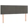 Image de vidaXL Tête de Lit à LED Meuble de Chambre à Coucher Accessoire de Lit Double Tête de Cadre de Lit Intérieur Gris Foncé 144x5x78/88 cm Velours