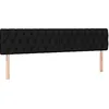 Image de vidaXL Tête de Lit à LED Meuble de Chambre à Coucher Accessoire de Lit Double Tête de Cadre de Lit Intérieur Noir 200x7x78/88 cm Tissu