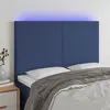 Image de vidaXL Tête de lit à LED Bleu 144x5x118/128 cm Tissu