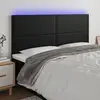 Image de vidaXL Tête de lit à LED Noir 200x5x118/128 cm Similicuir