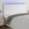 Image de vidaXL Tête de lit à LED Blanc 200x5x118/128 cm Similicuir